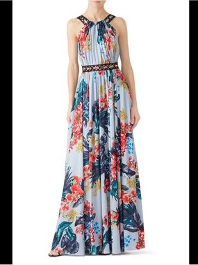 Badgley Mischka Floral Grommet Maxi Dress size 4